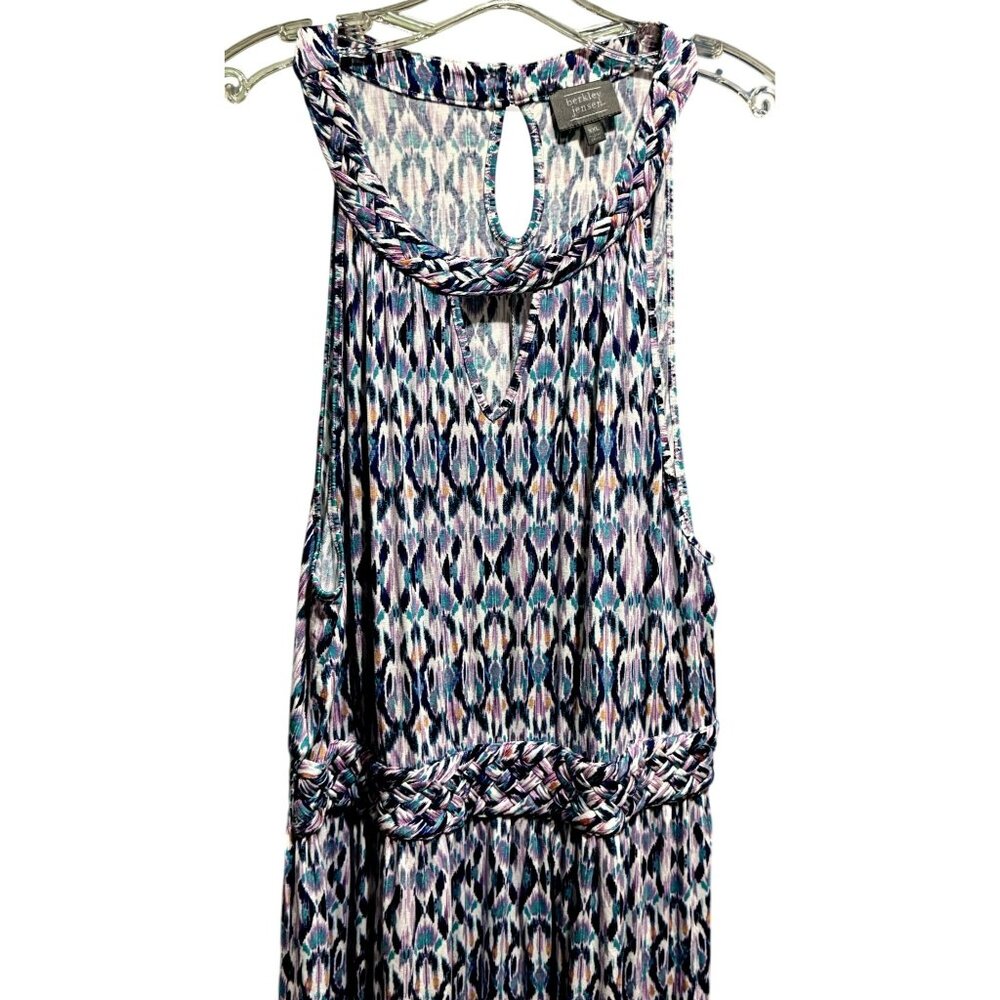 Womens Braided Halter Ikat Tribal Print Stretch Maxi Dress Blue Multi 2XL-T NEW